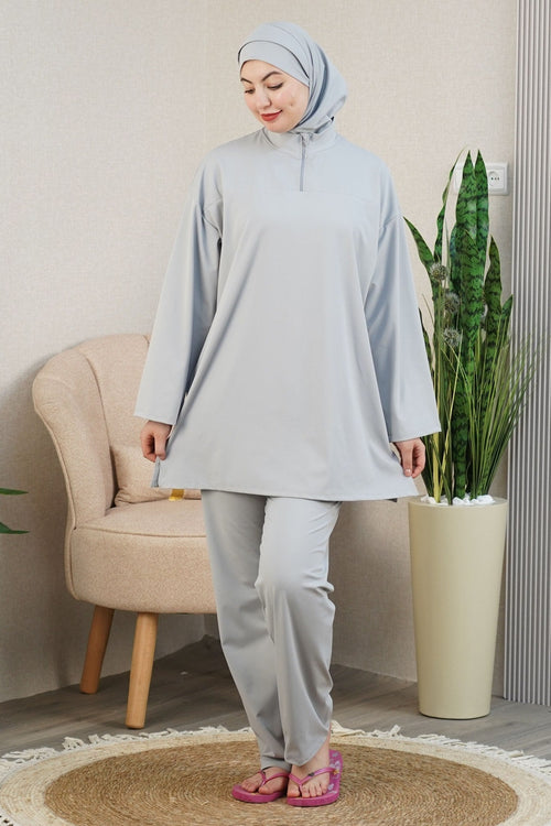 Burkini Nadia VIP FASHION — Gris clair — Tissu polyamide haute qualité
