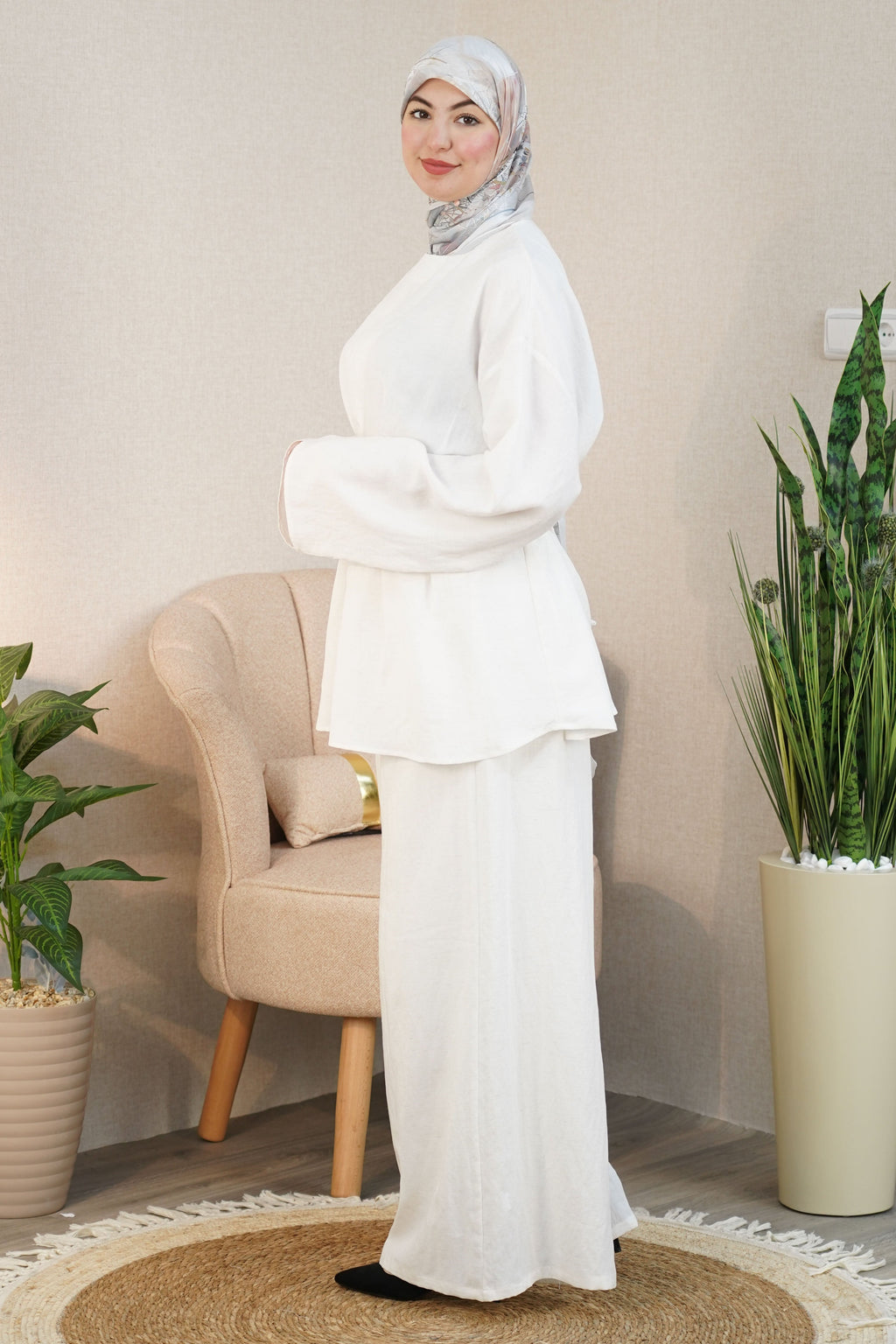 Ensemble Safae VIP FASHION — ensemble modeste tendance, détail tissu lin doux et confortable