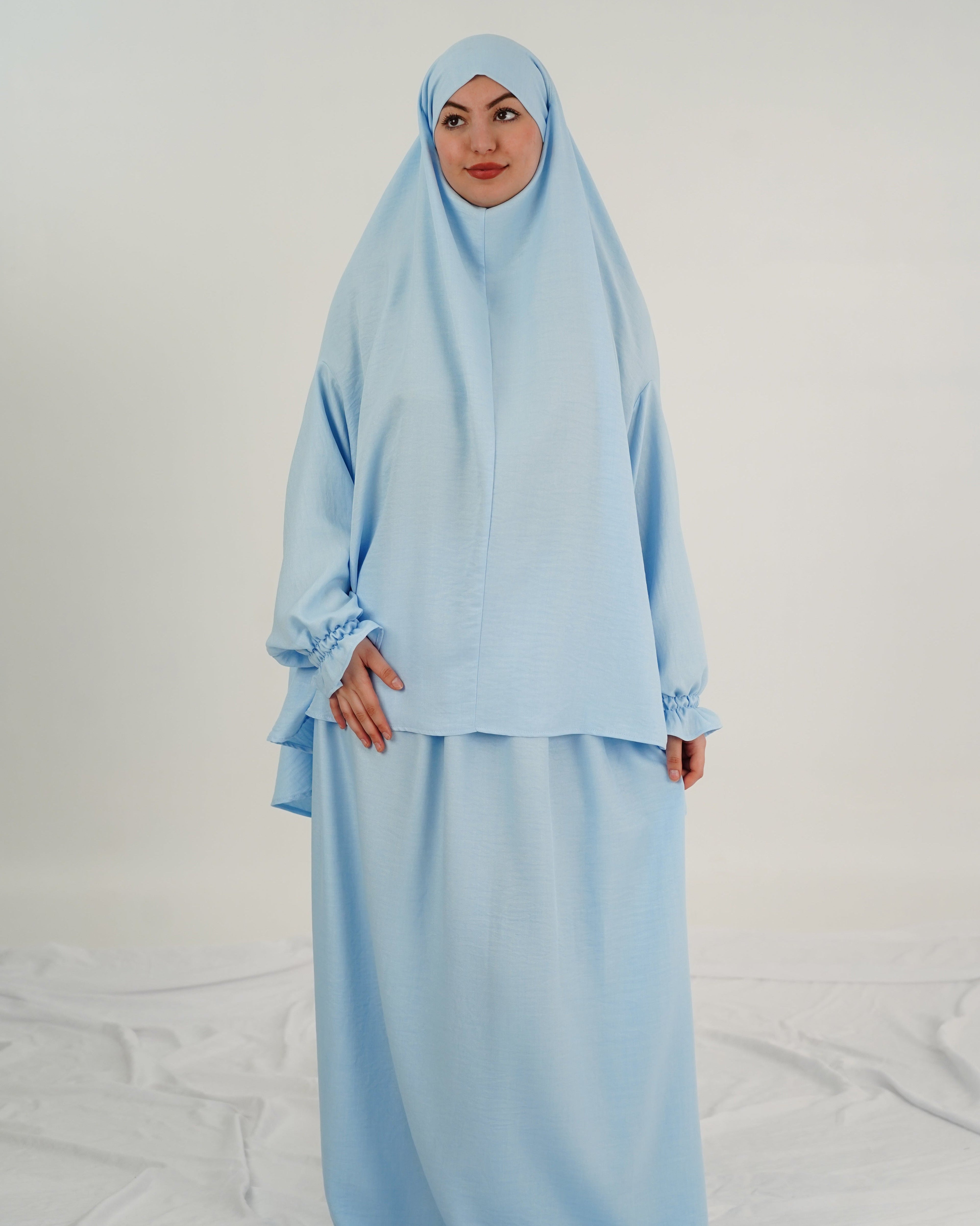 Abaya Salate couleur Bleu Ciel, VIP Fashion