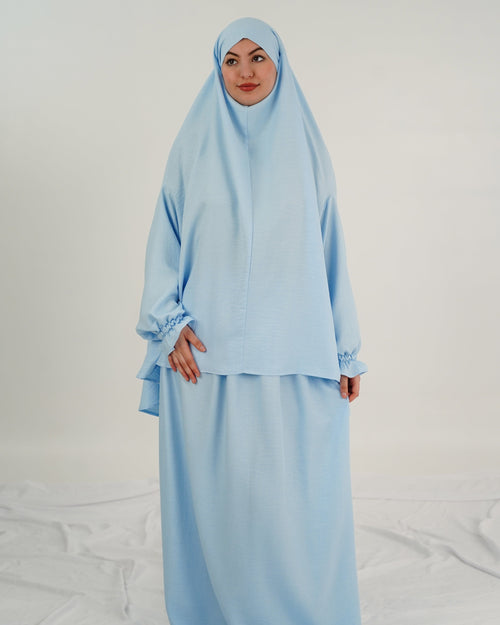 Abaya Salate couleur Bleu Ciel, VIP Fashion