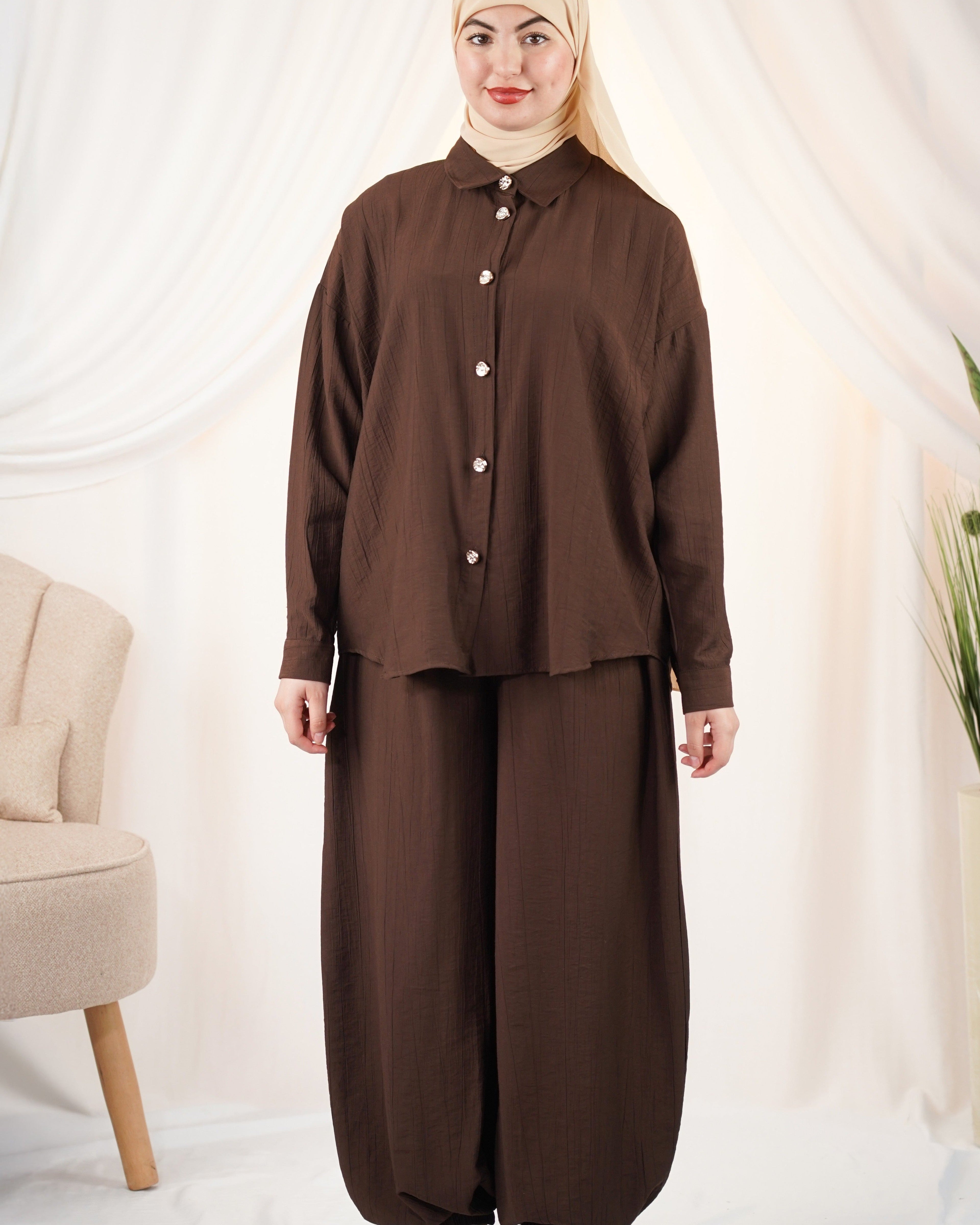 Ensemble Yasmine couleur Marron Chocolat, VIP Fashion