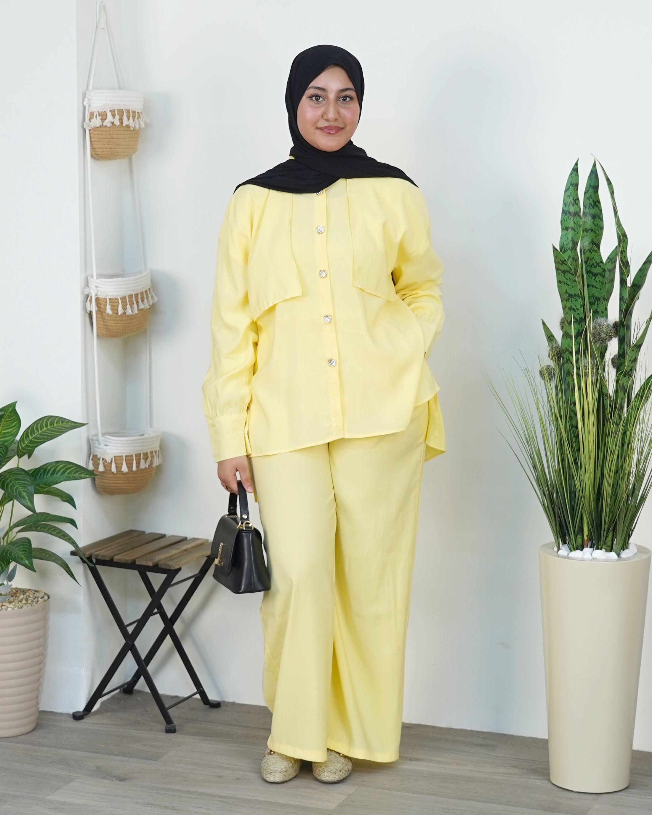 Ensemble Zahra en Tencel coloris jaune — tunique et pantalon fluide